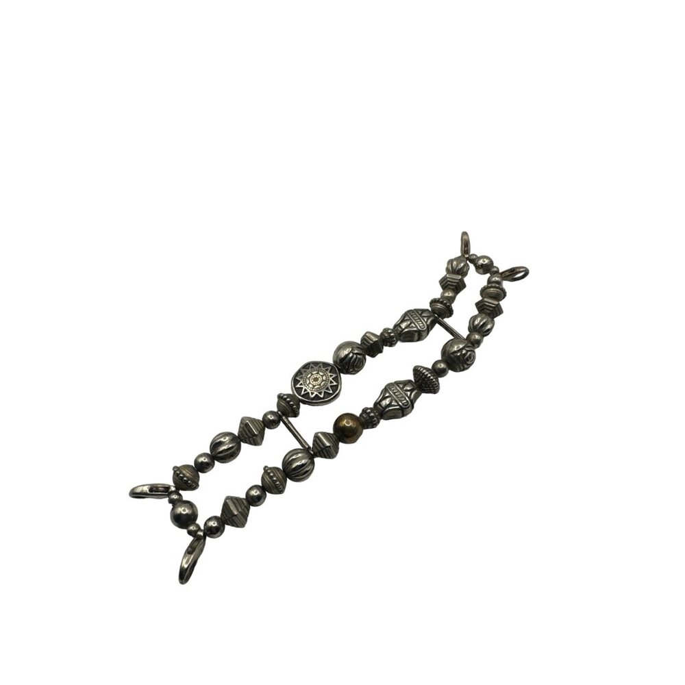 Silver Tone Beaded Watch Band Attaches with Lobster Claw Southwestern Boho